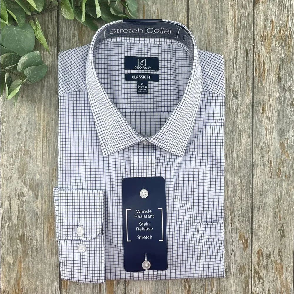 Men's Classic Dress Shirt with Long Sleeves, Size XL